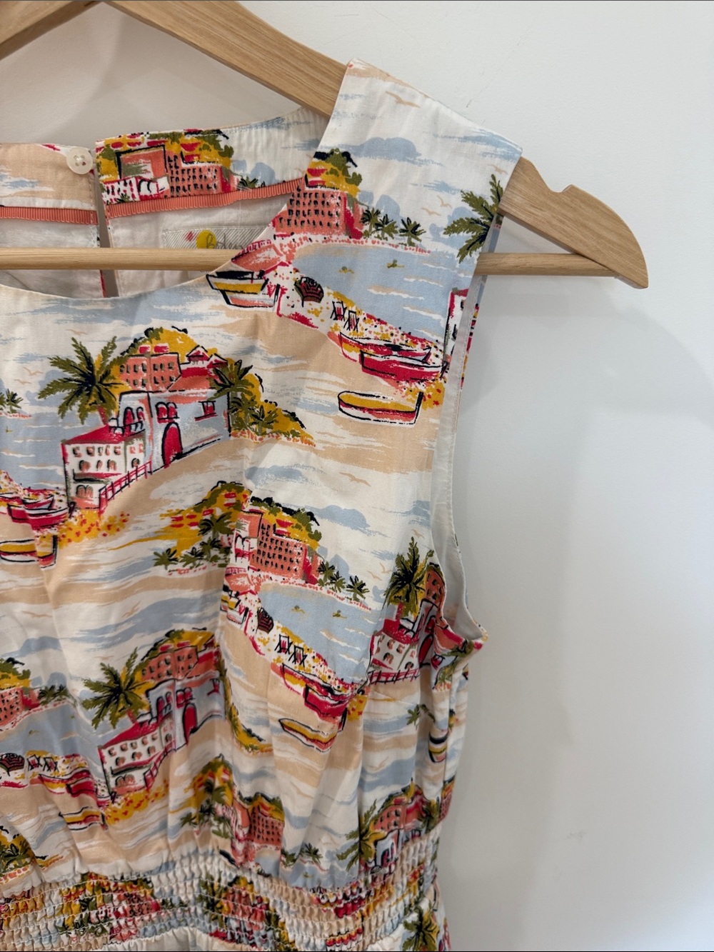Boden Sleeveless Coastal Print Mini Dress in Light Blue and Pink - Picture 8 of 12